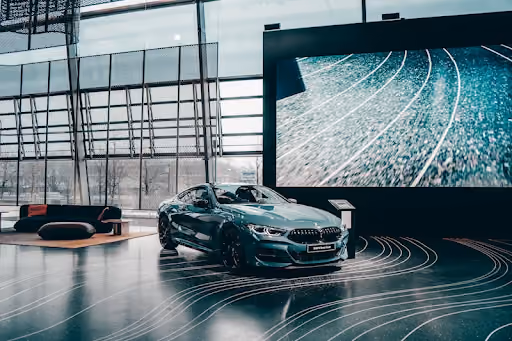 A car sitting in a building 
