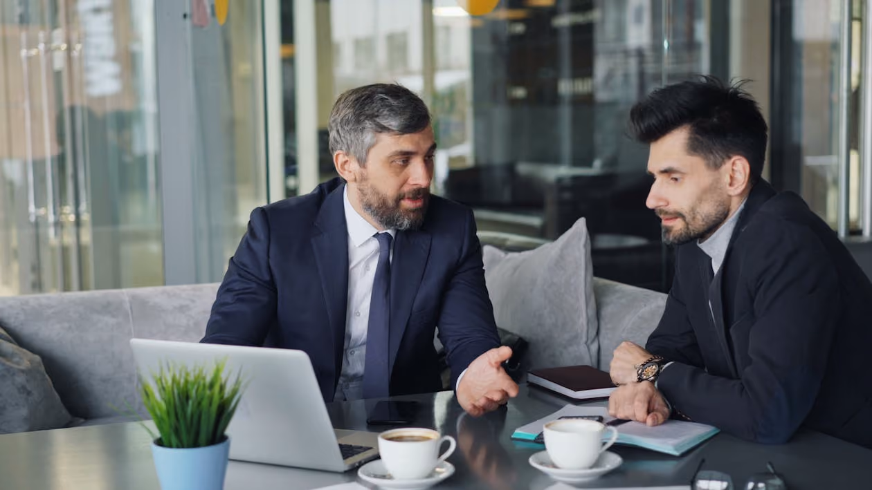 two bussiness talking