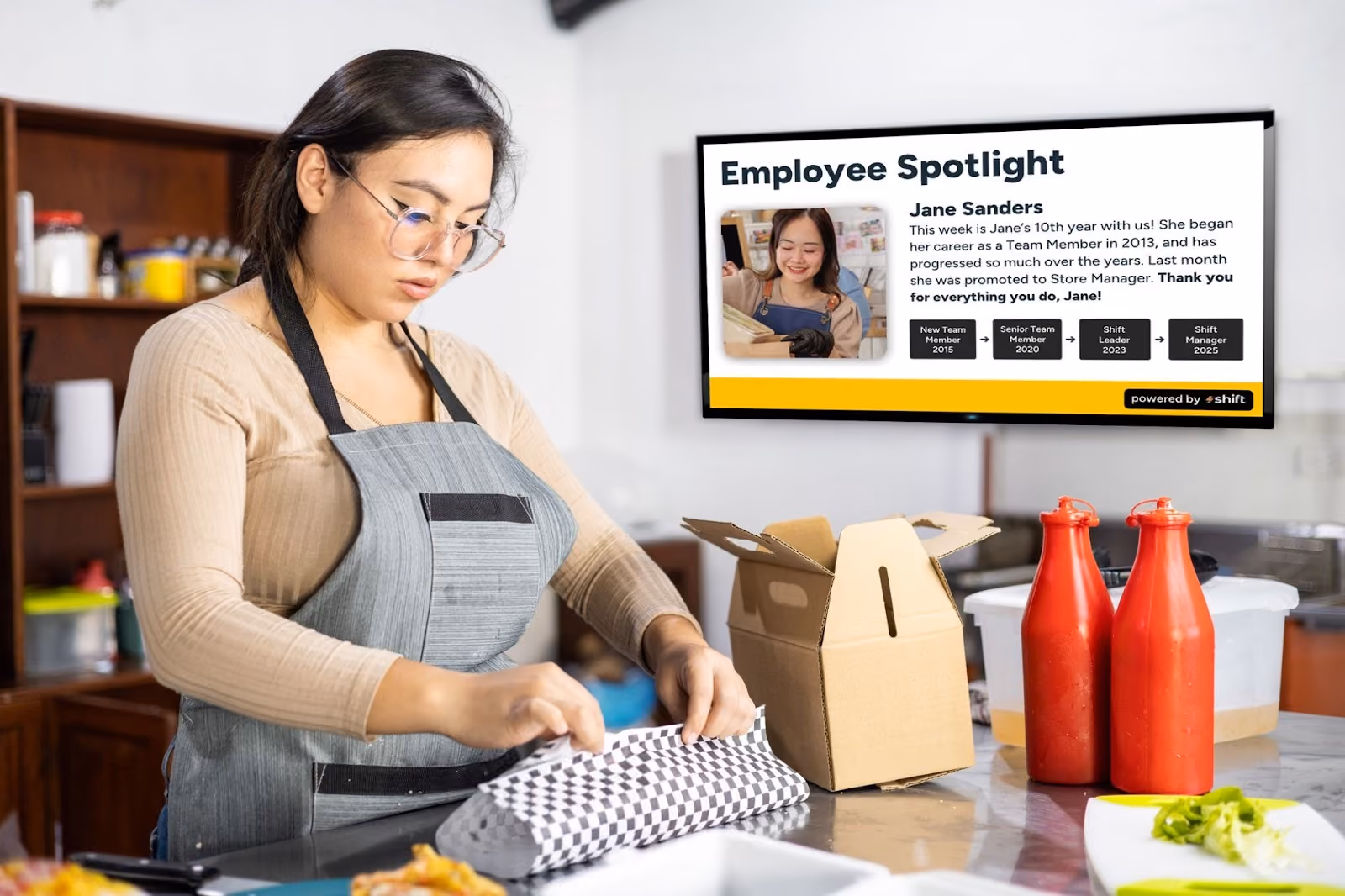 display with employee spotlight