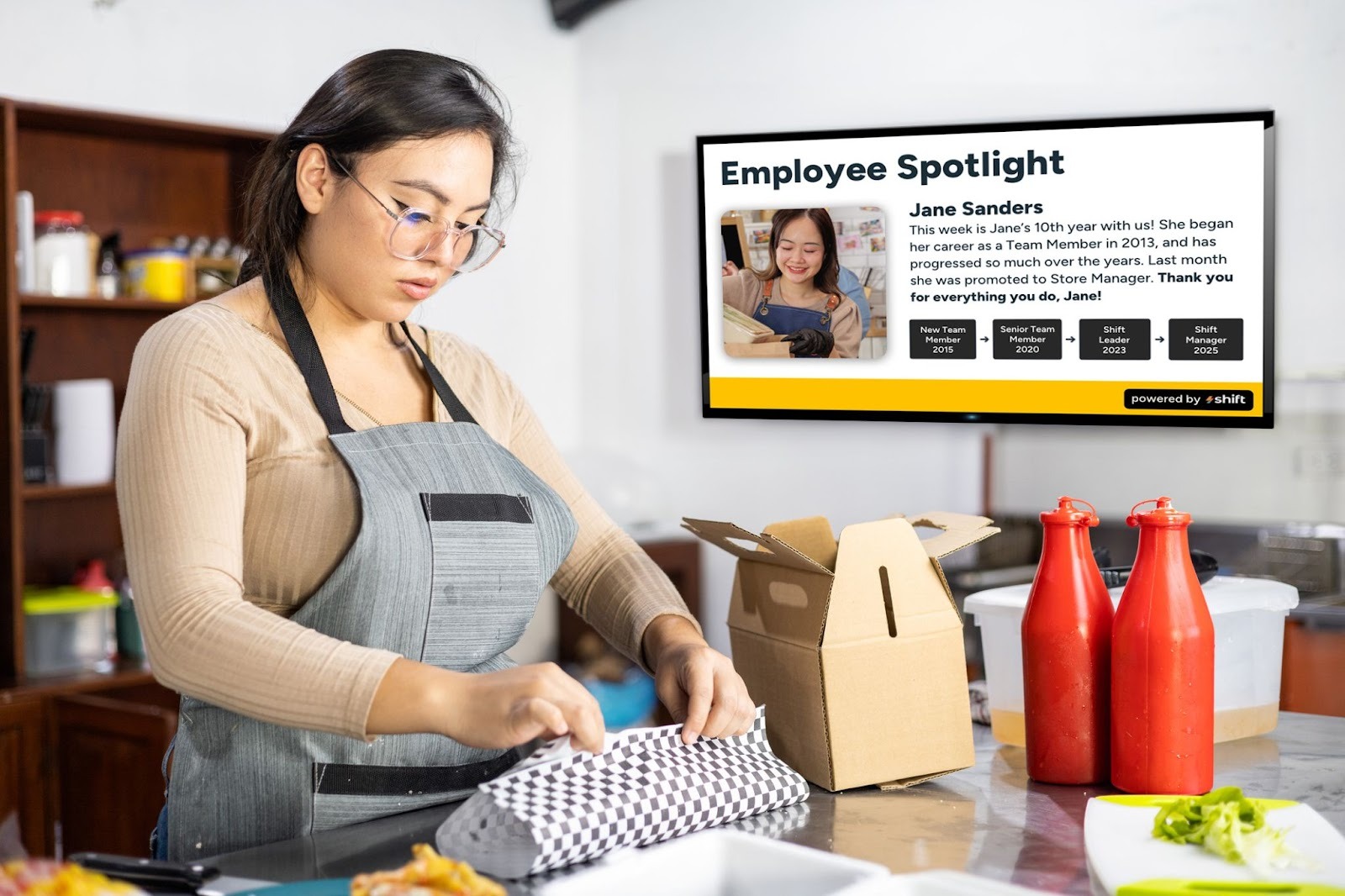 display with employee spotlight