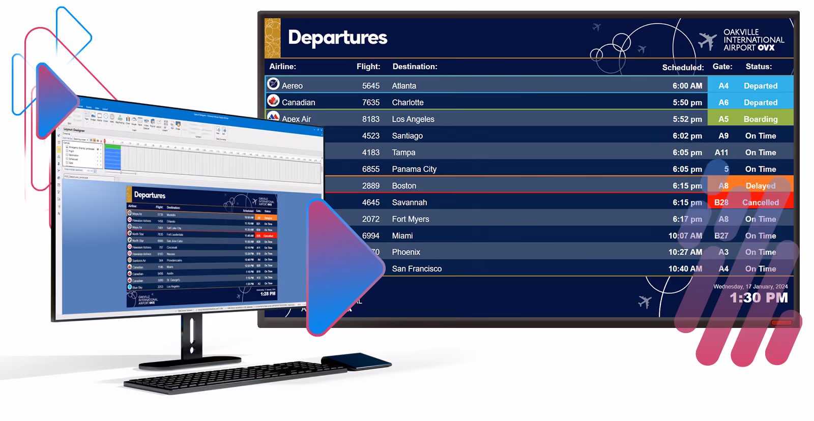 A computer with a zoomed in screen showing an example of the software