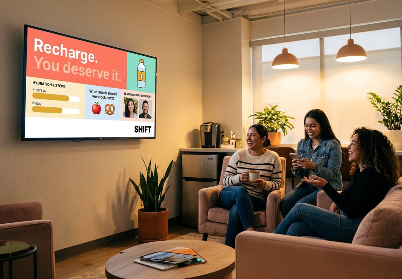 A diverse group of individuals sitting together at a table, sharing ideas in a comfortable meeting space.