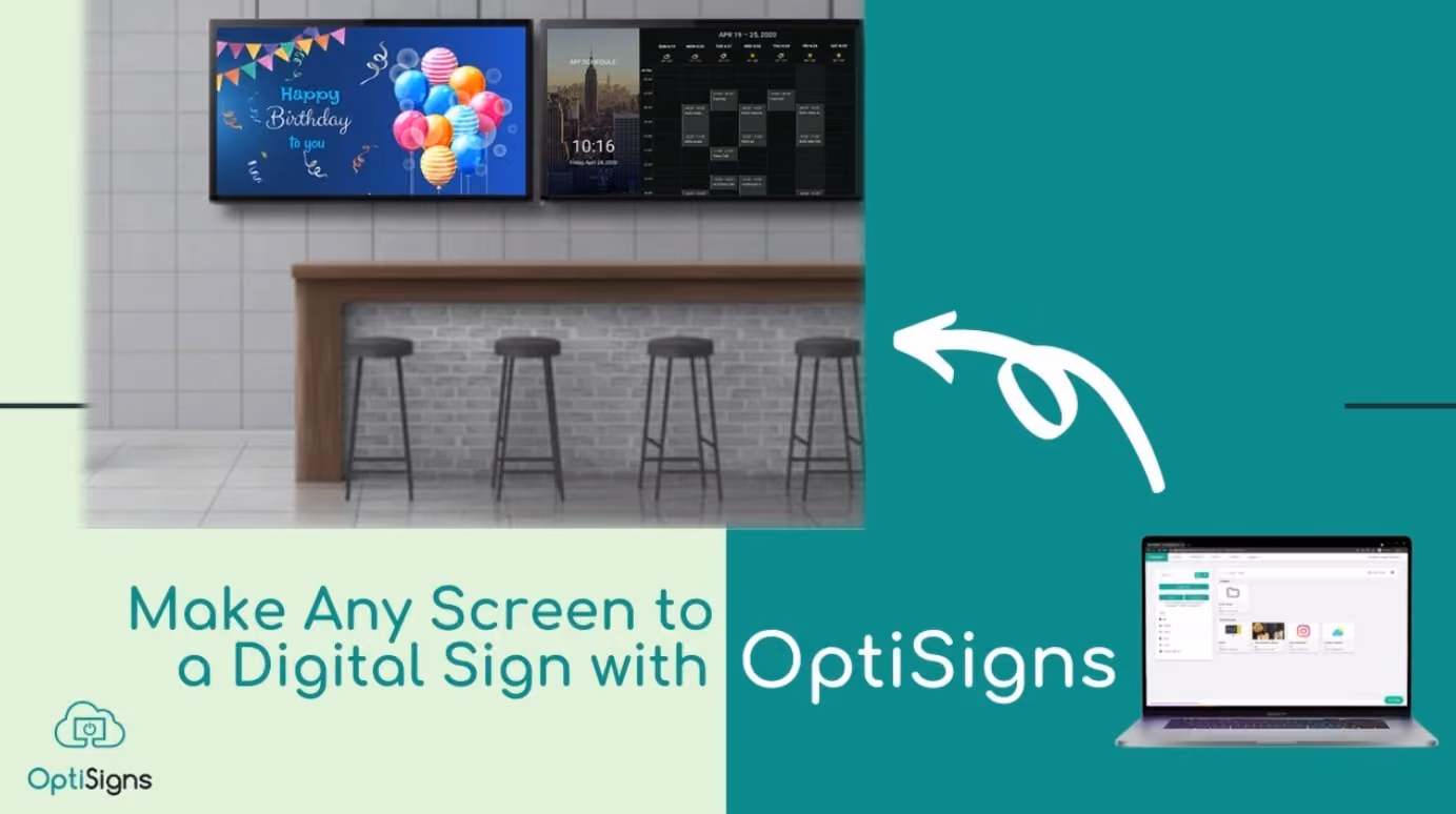 Transform any screen into a digital sign with optiSigns for effective communication and display solutions.