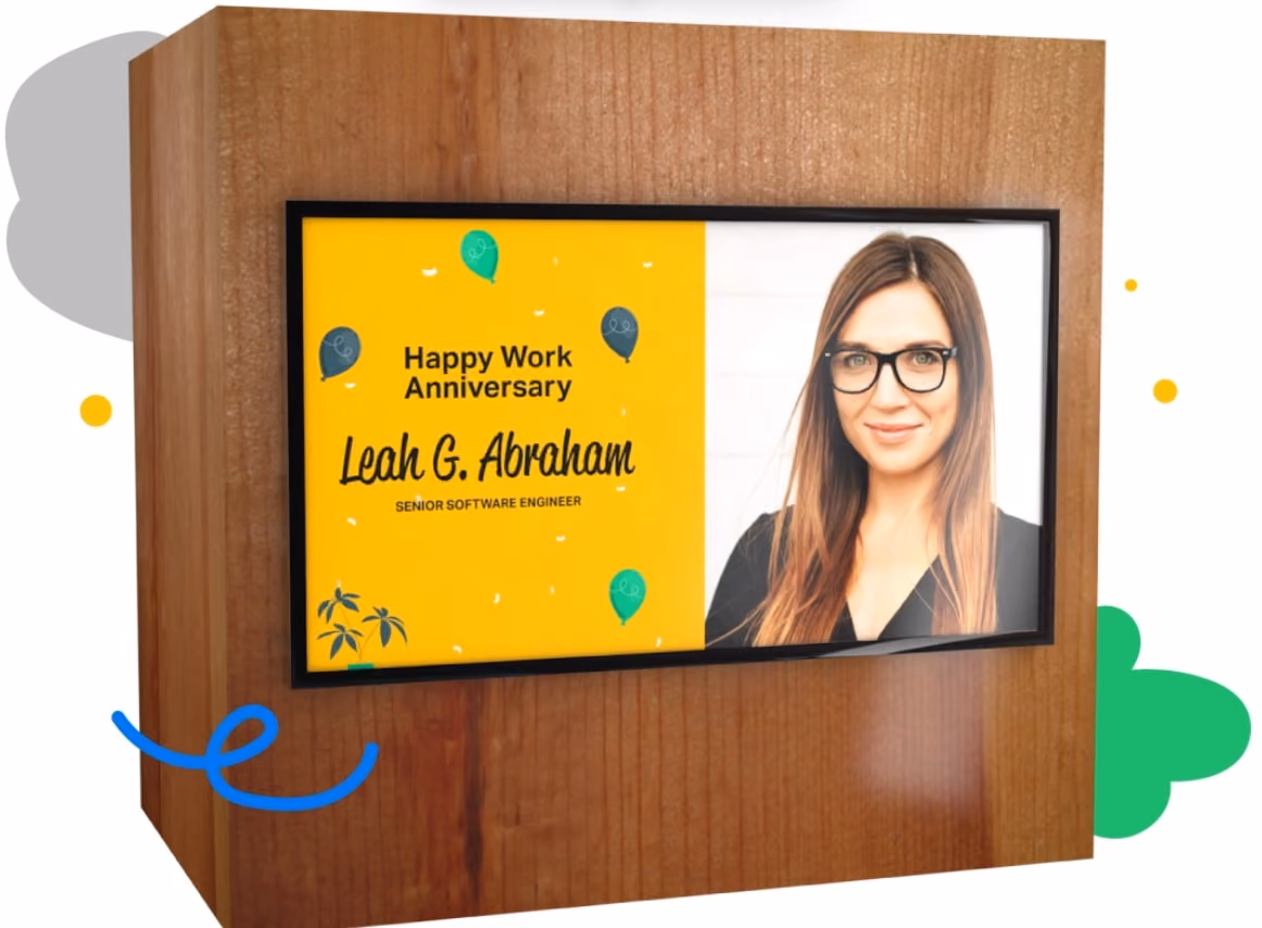Celebrate Work Anniversaries or Birthdays on the screen
