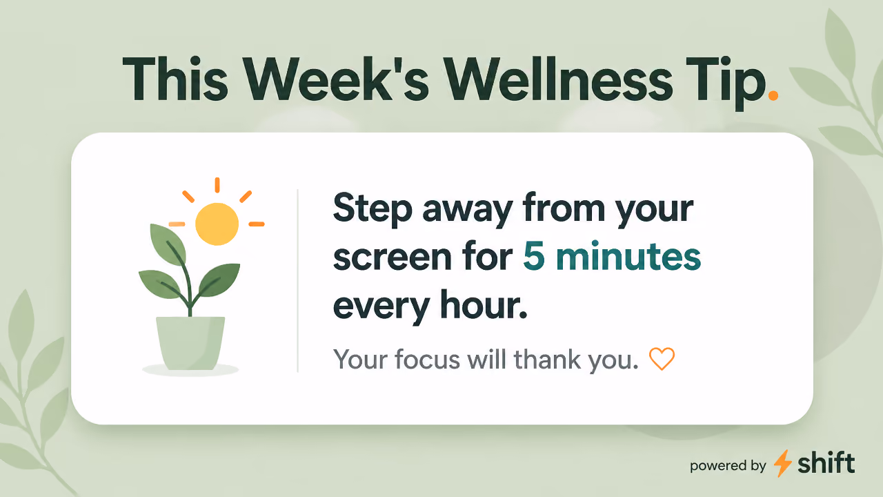 A screen that is talking about wellness tips 