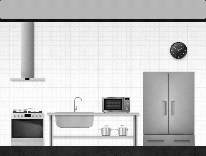 A kitchen featuring various appliances and a wall clock, showcasing a functional cooking space.
