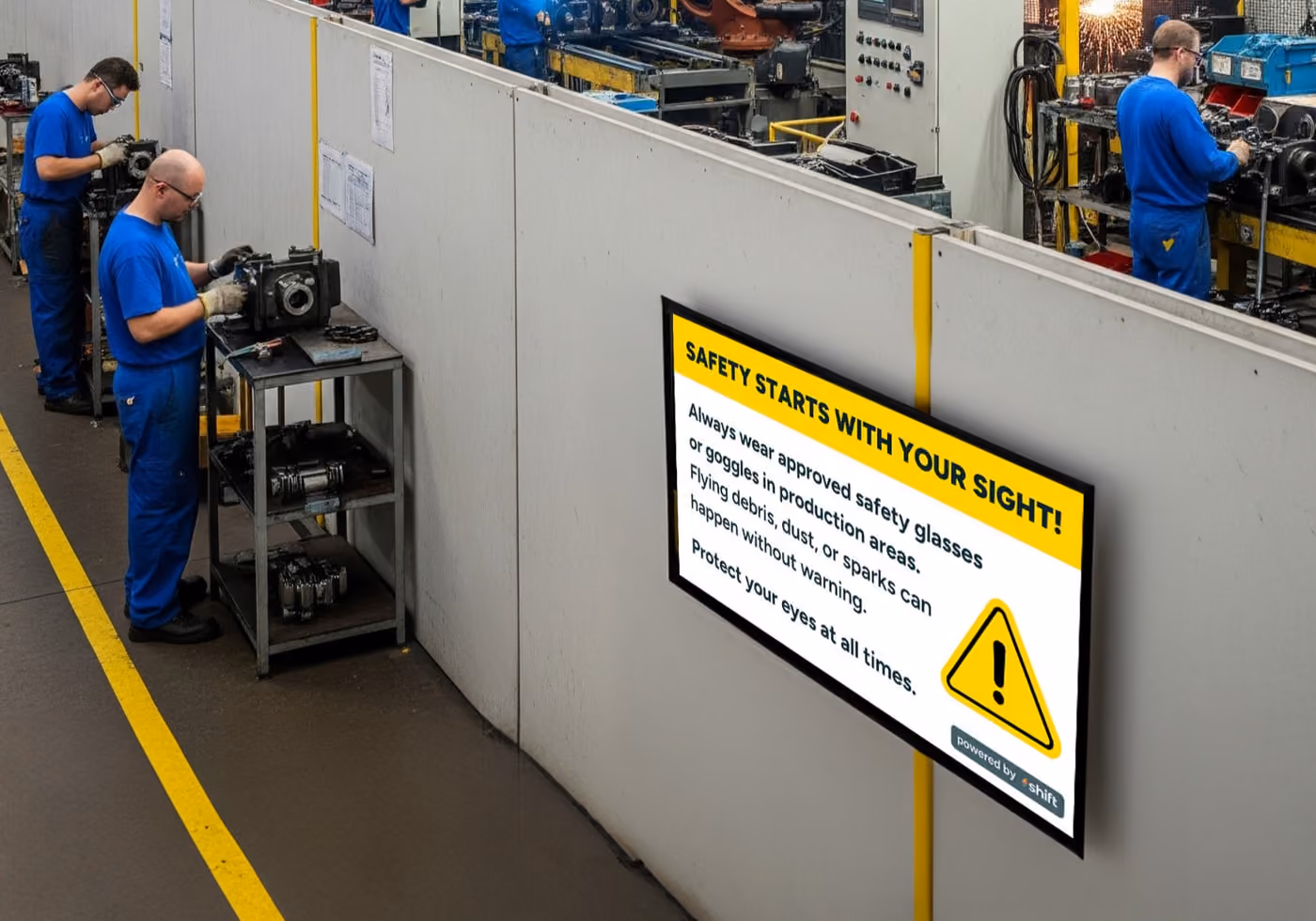A man operates a machine in a factory, focused on his task amidst industrial equipment and tools.