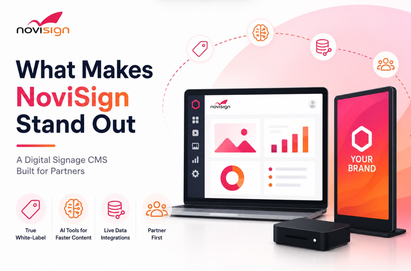 Novisign's unique features include user-friendly digital signage solutions and customizable templates for various industries. 