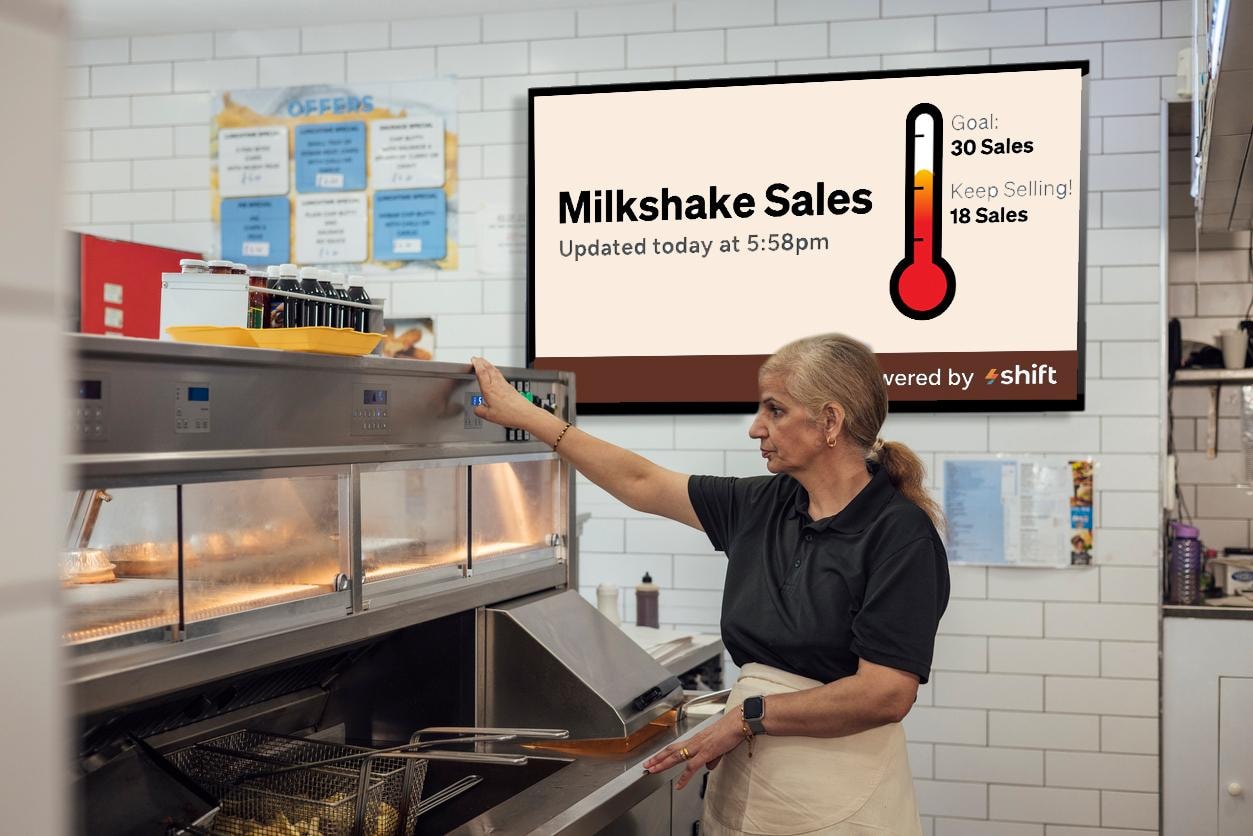 A woman stands in front of a milkshake machine, preparing to make a delicious milkshake.