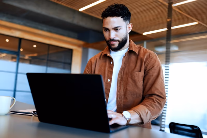 Young man working on his laptop