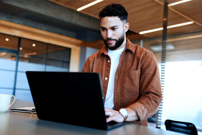 Young man working on his laptop