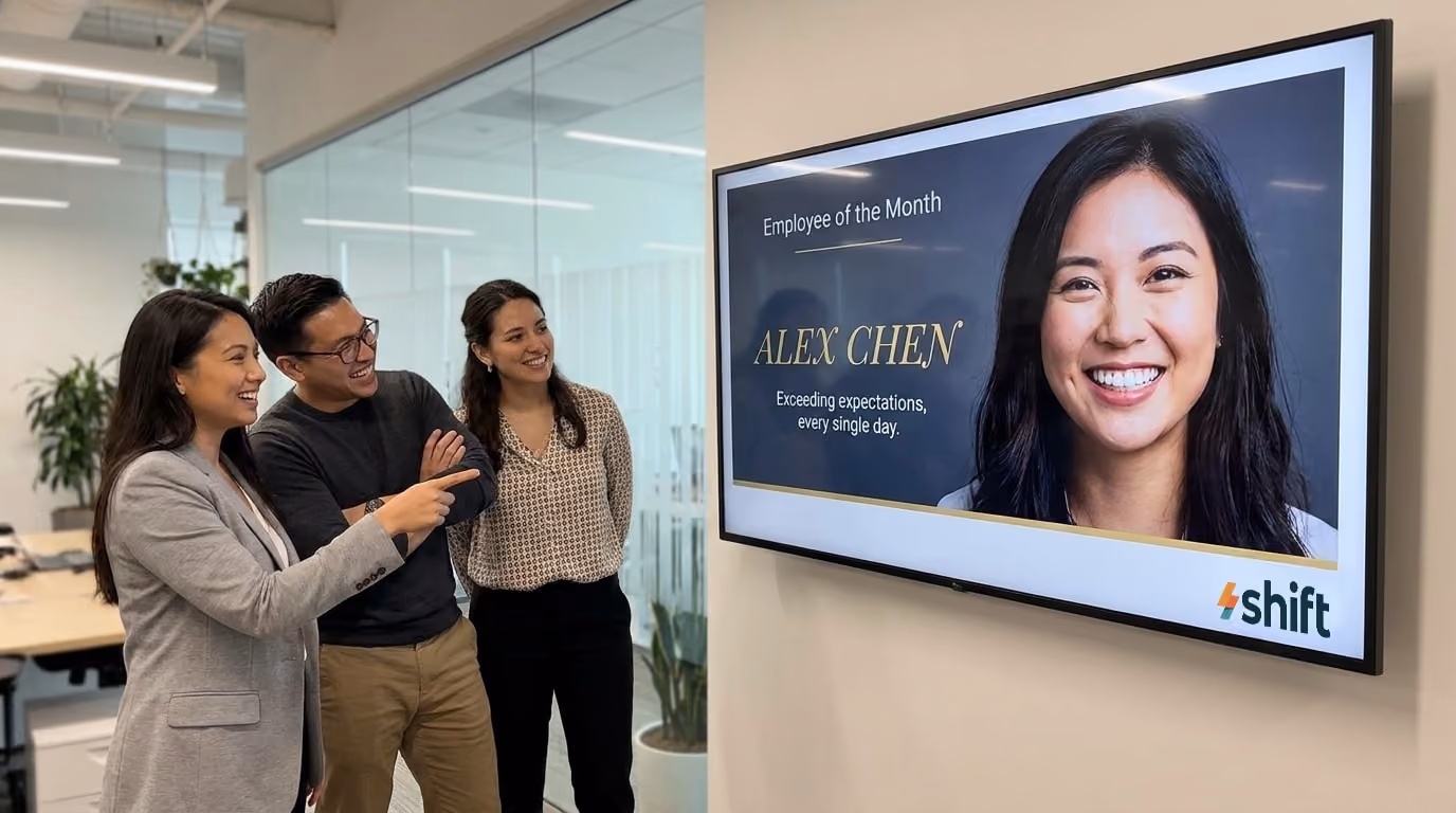 Several individuals gather in front of a television screen, engaged in watching or discussing the displayed content.