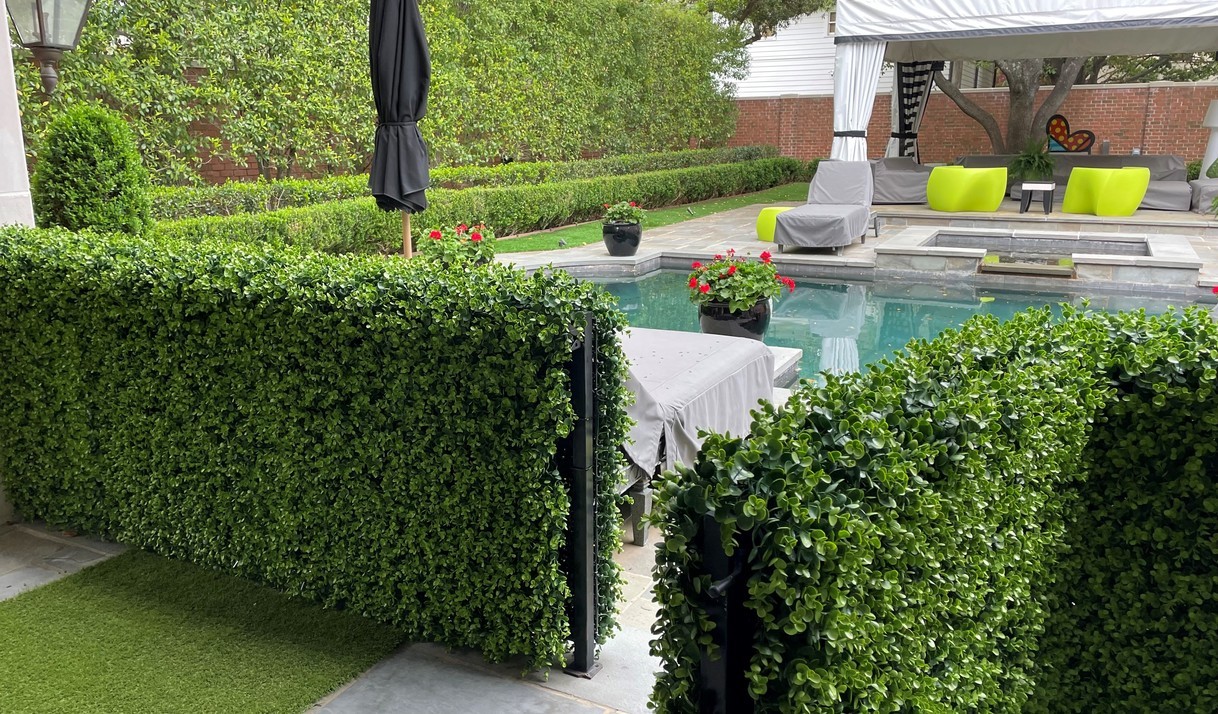 backyard greenwall pool entrance