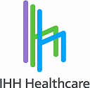 IHH Healthcare logo with stylized vertical lines forming the letters 'IHH' in purple, green, and blue.
