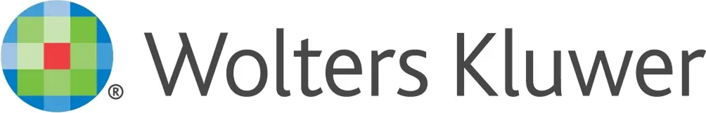 Wolters Kluwer company logo with multicolored grid circle and text.