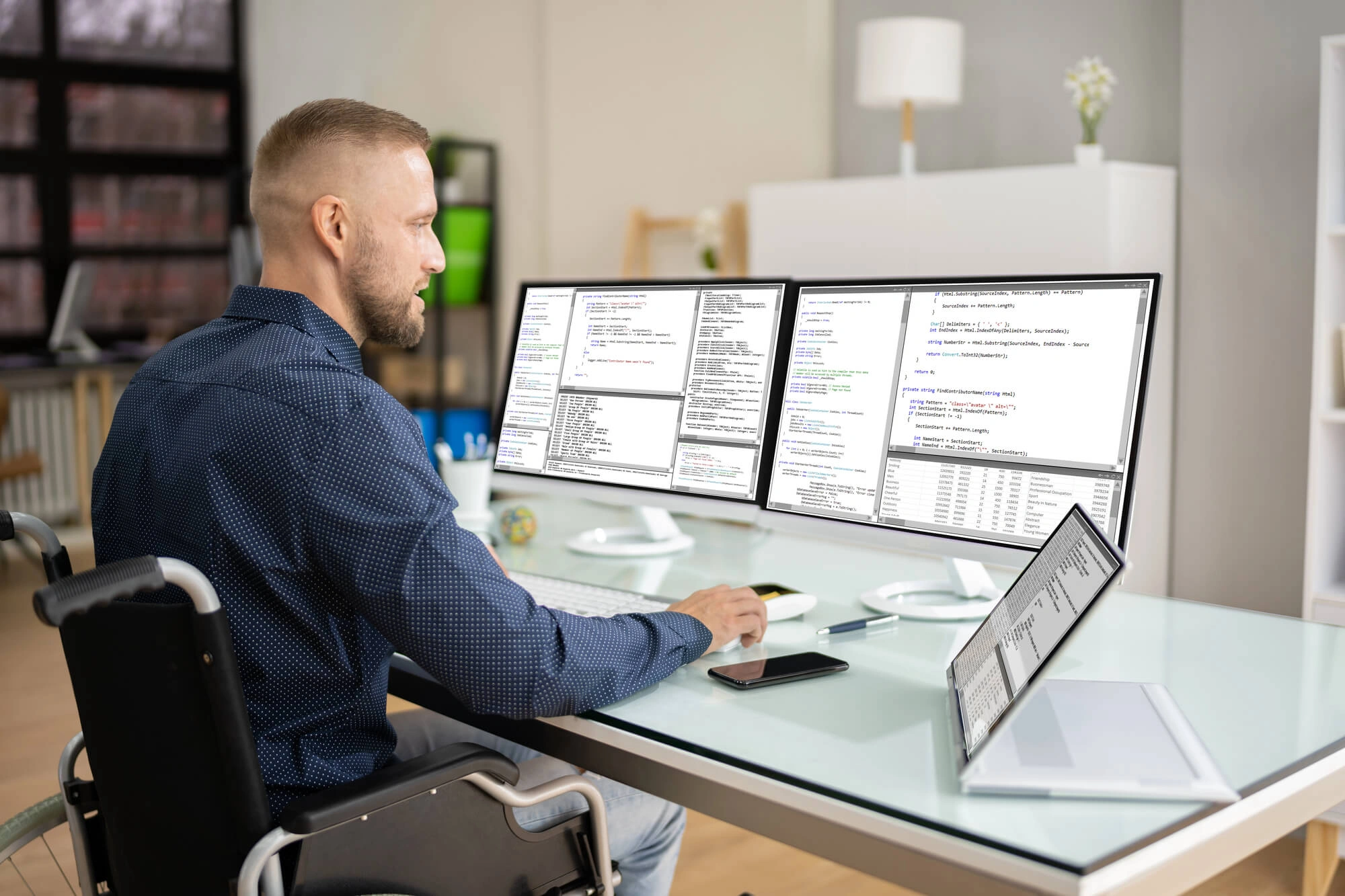 Python developer from Latin America writing code on a laptop