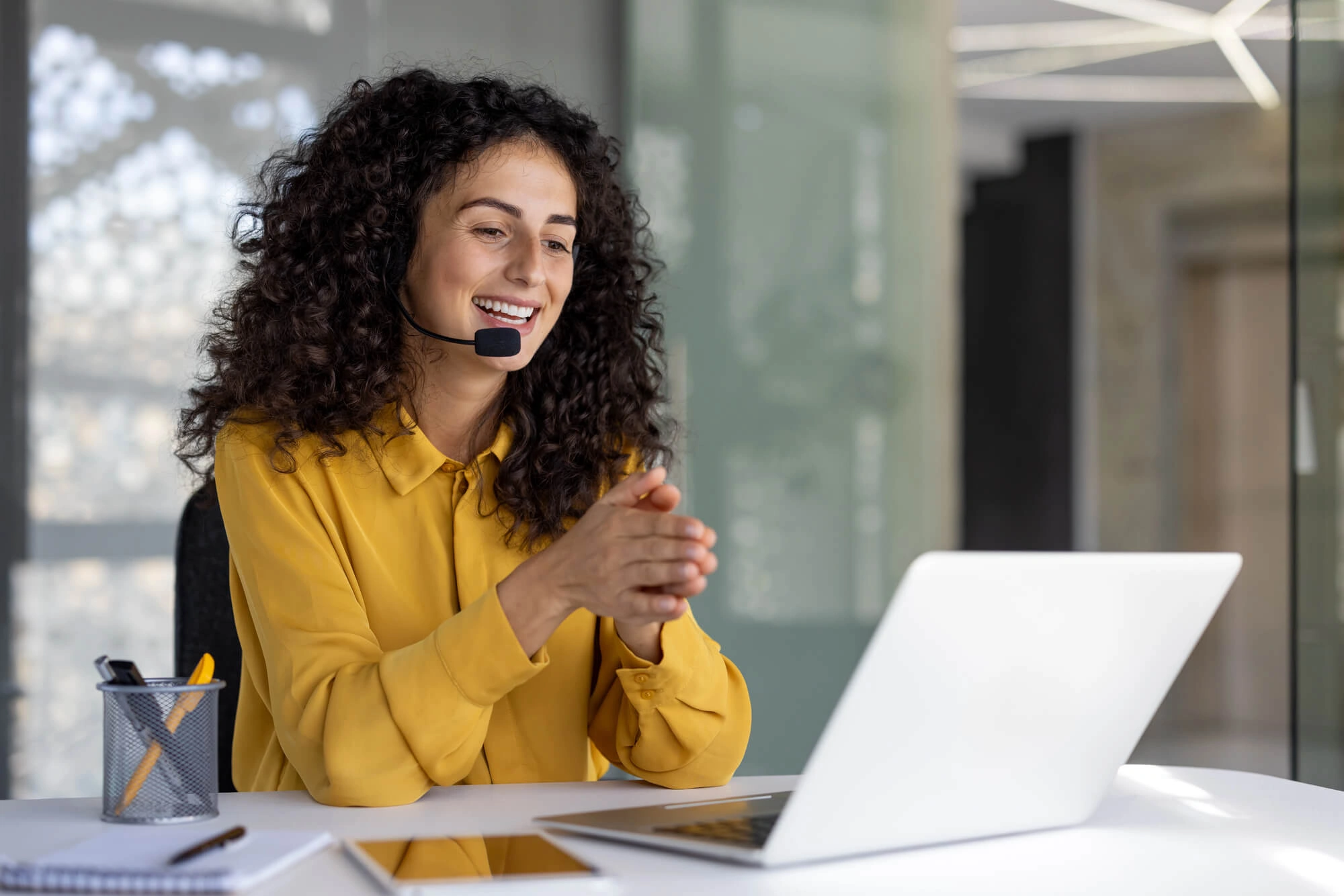 Business owner reviewing a staffing contract with a checklist