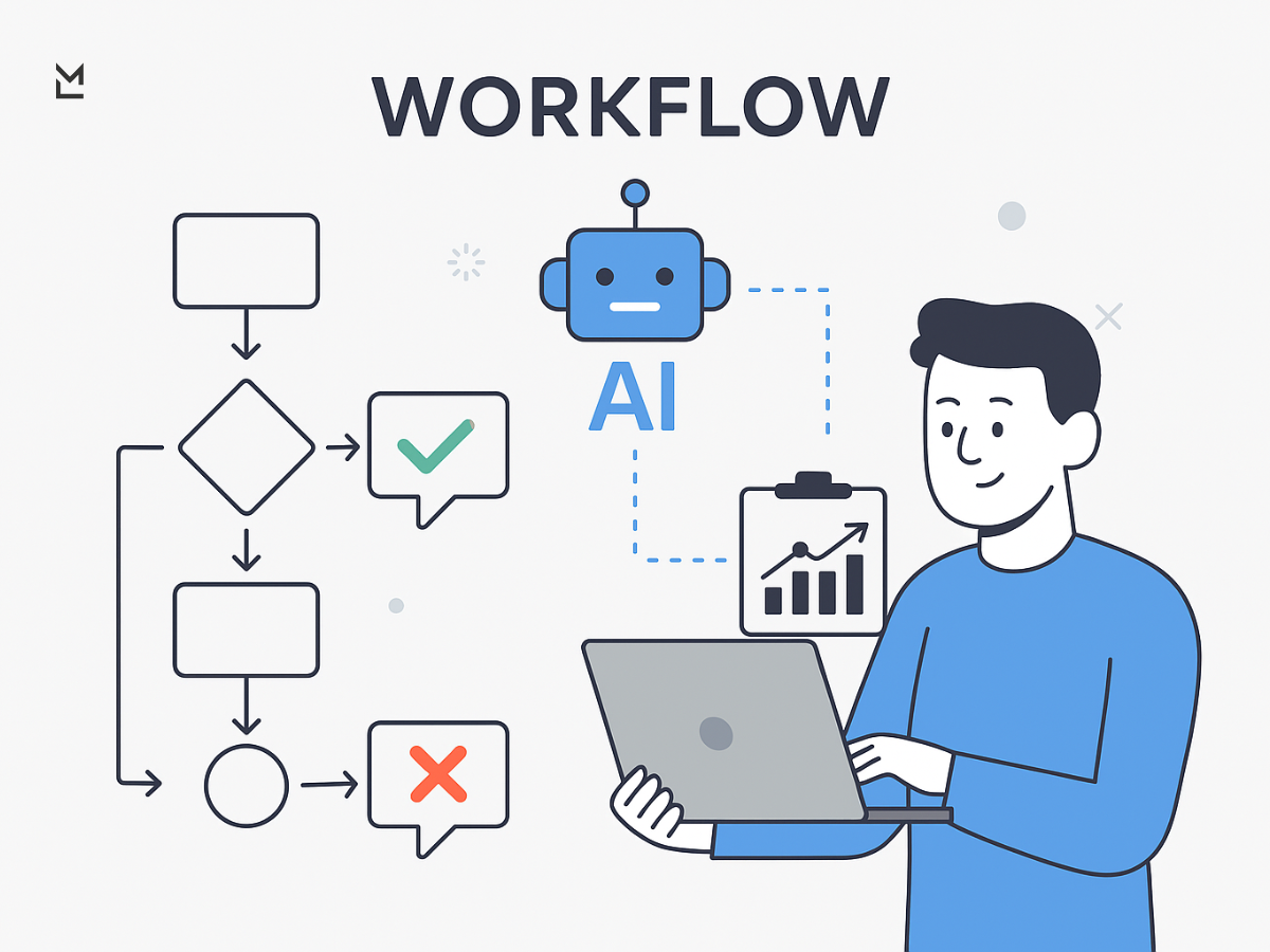 Person analyzing workflow with AI tools