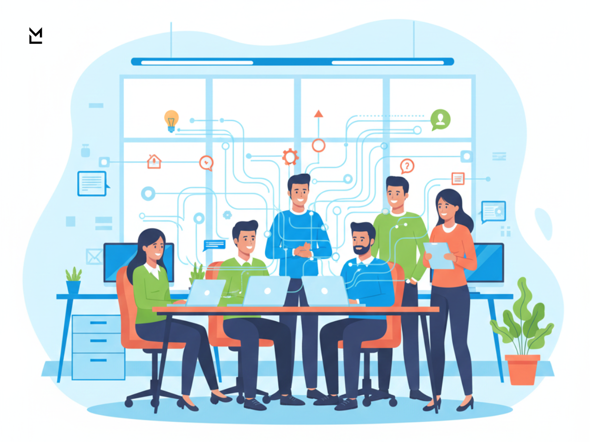 Collaborative tech workspace with data flow