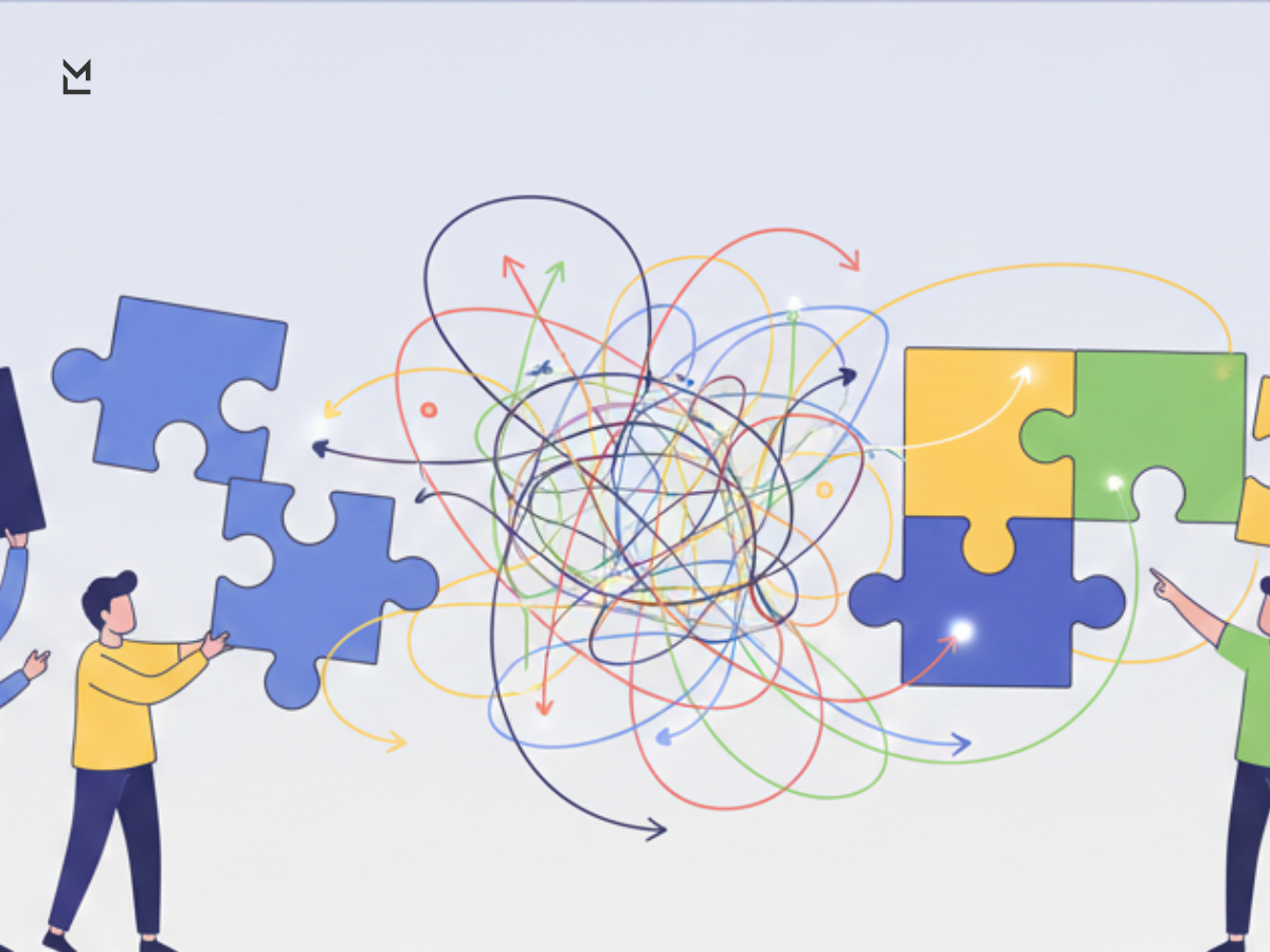 Team solving complex puzzle together