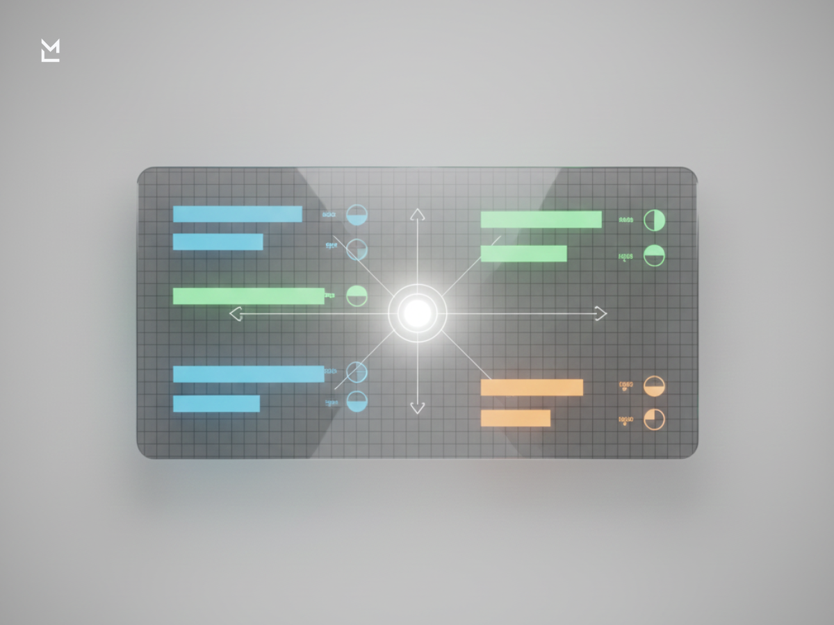 Minimalist central control panel with organized tasks.