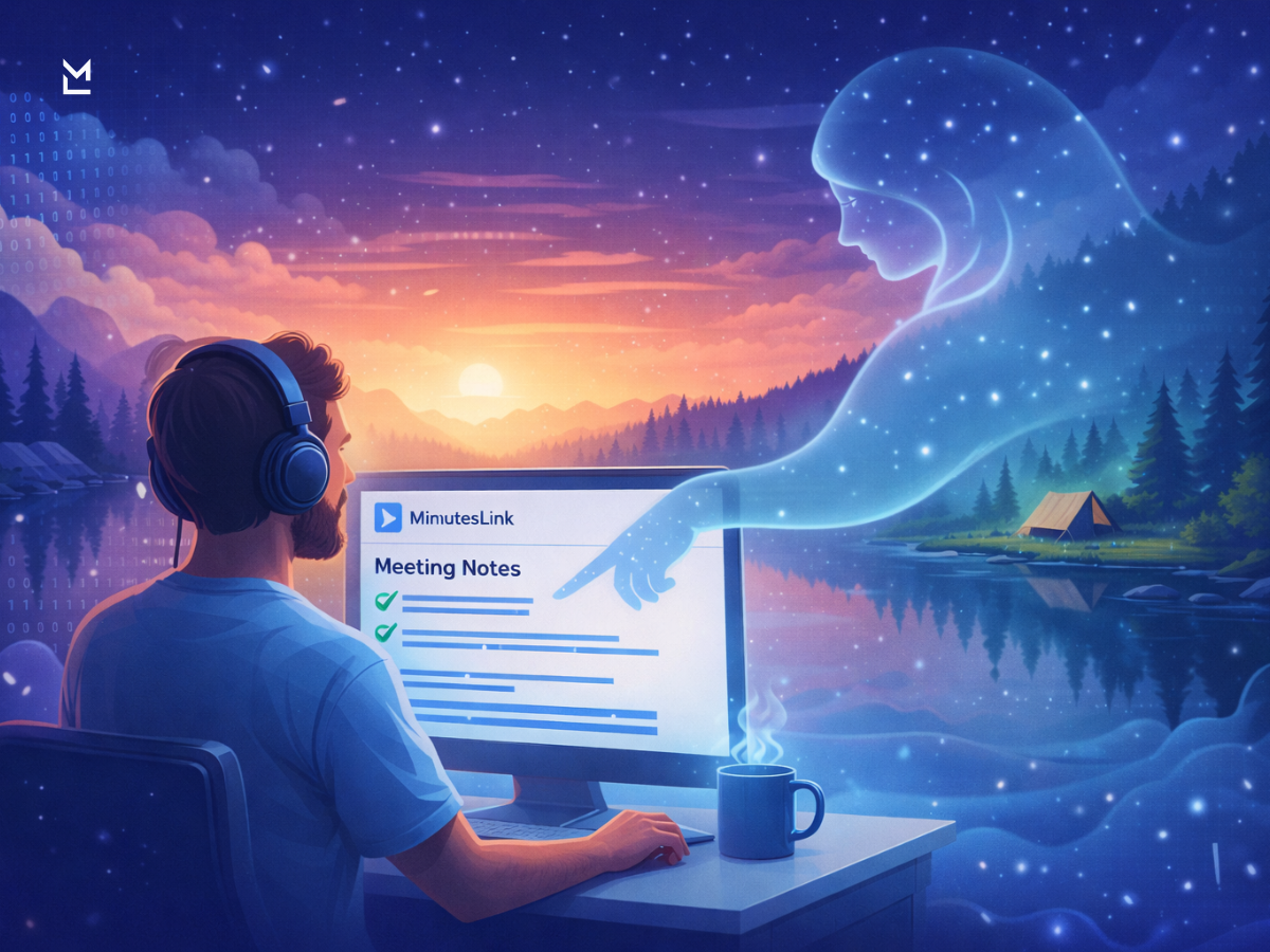 Remote worker connected through written meeting summaries