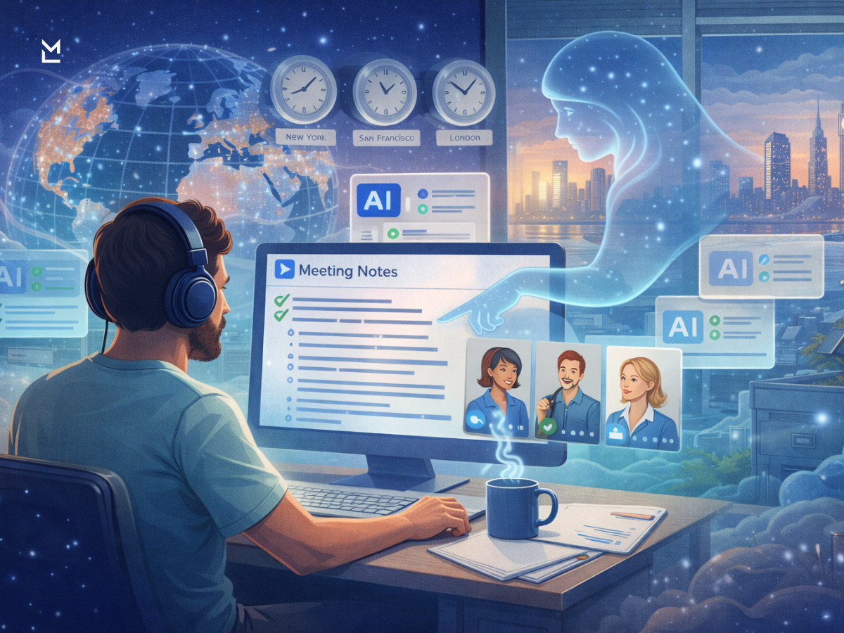 Calm remote worker using AI meeting assistant
