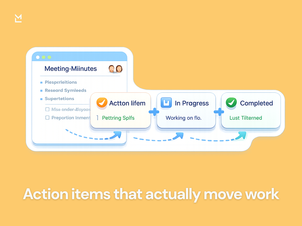 Action items moving through workflow stages