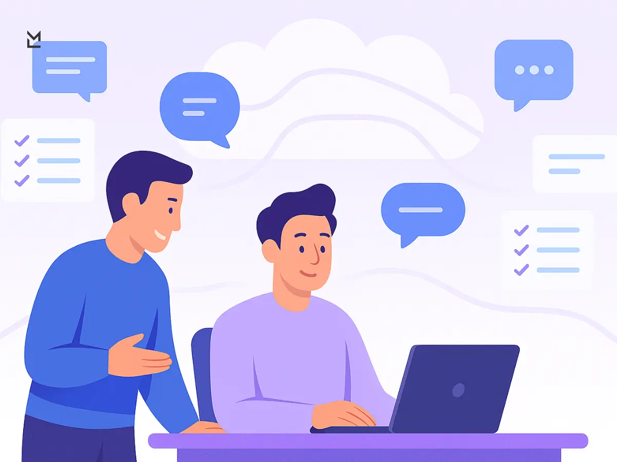 Coworkers syncing tasks and messages