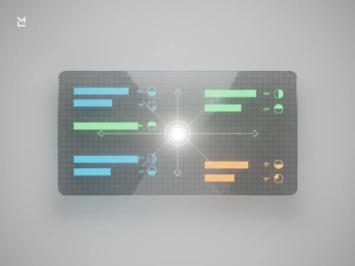 Minimalist central control panel with organized tasks.