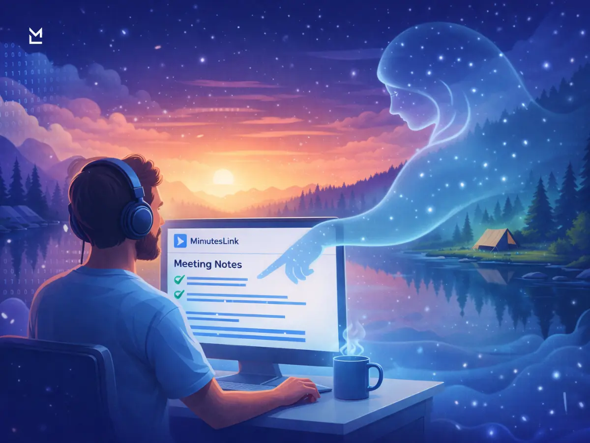 Remote worker connected through written meeting summaries