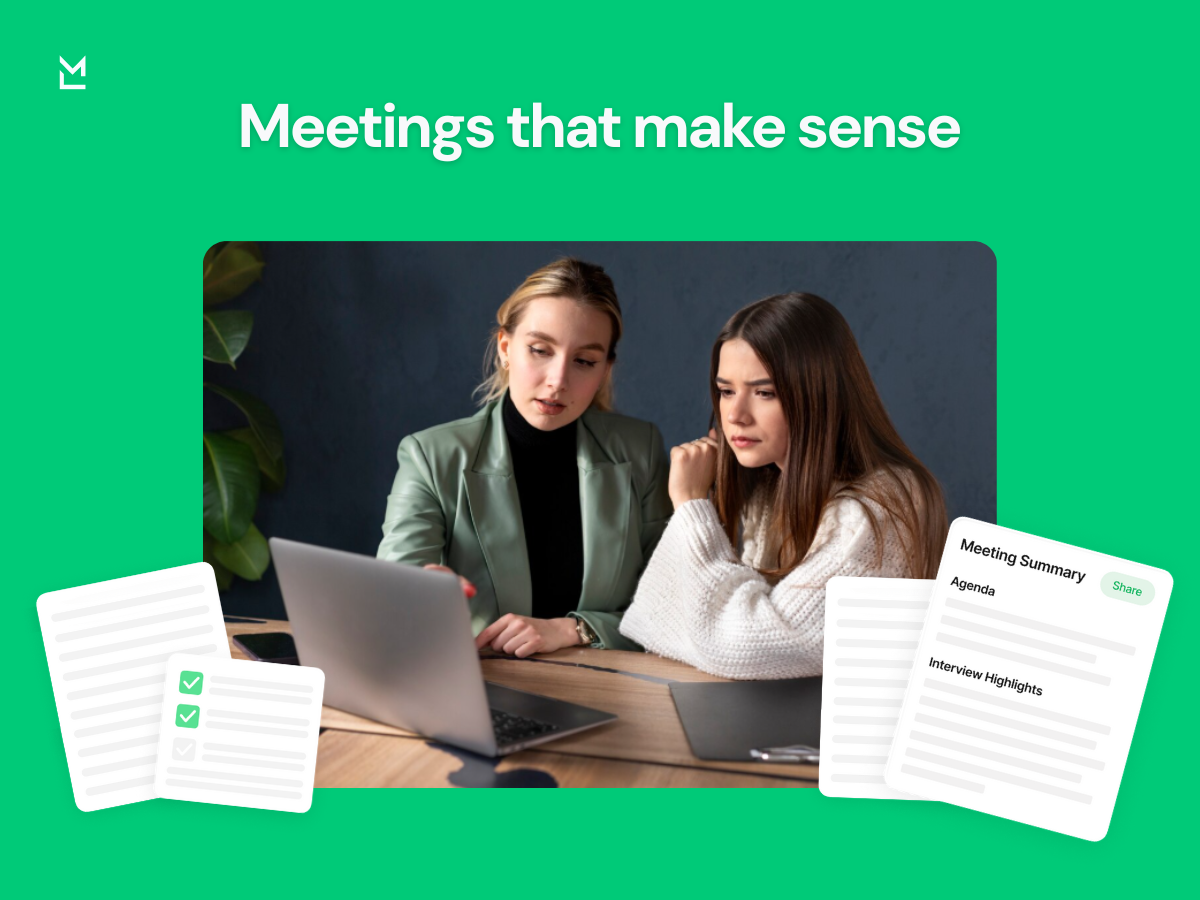 Colleagues reviewing digital meeting notes together