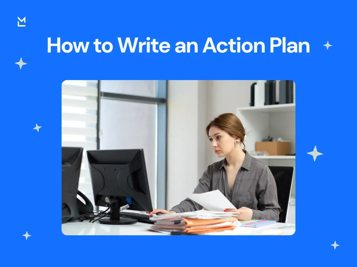 Team member creating an action plan document for team project execution