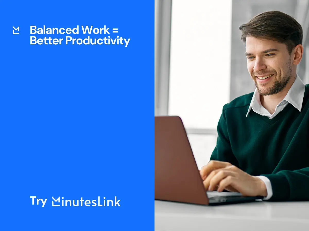 Balanced workload improves productivity for remote professional working on laptop