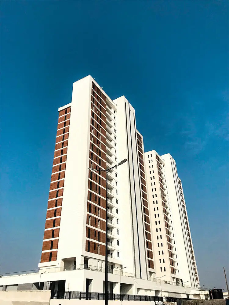 View of newly built multi-apartment complex