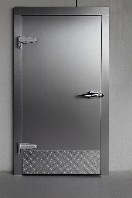 Walk-in cooler plug door close-up