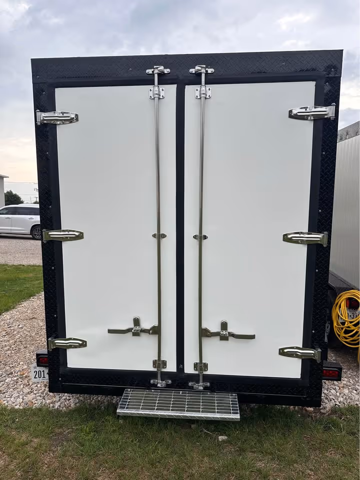 Double-door refrigeration trailer rear view