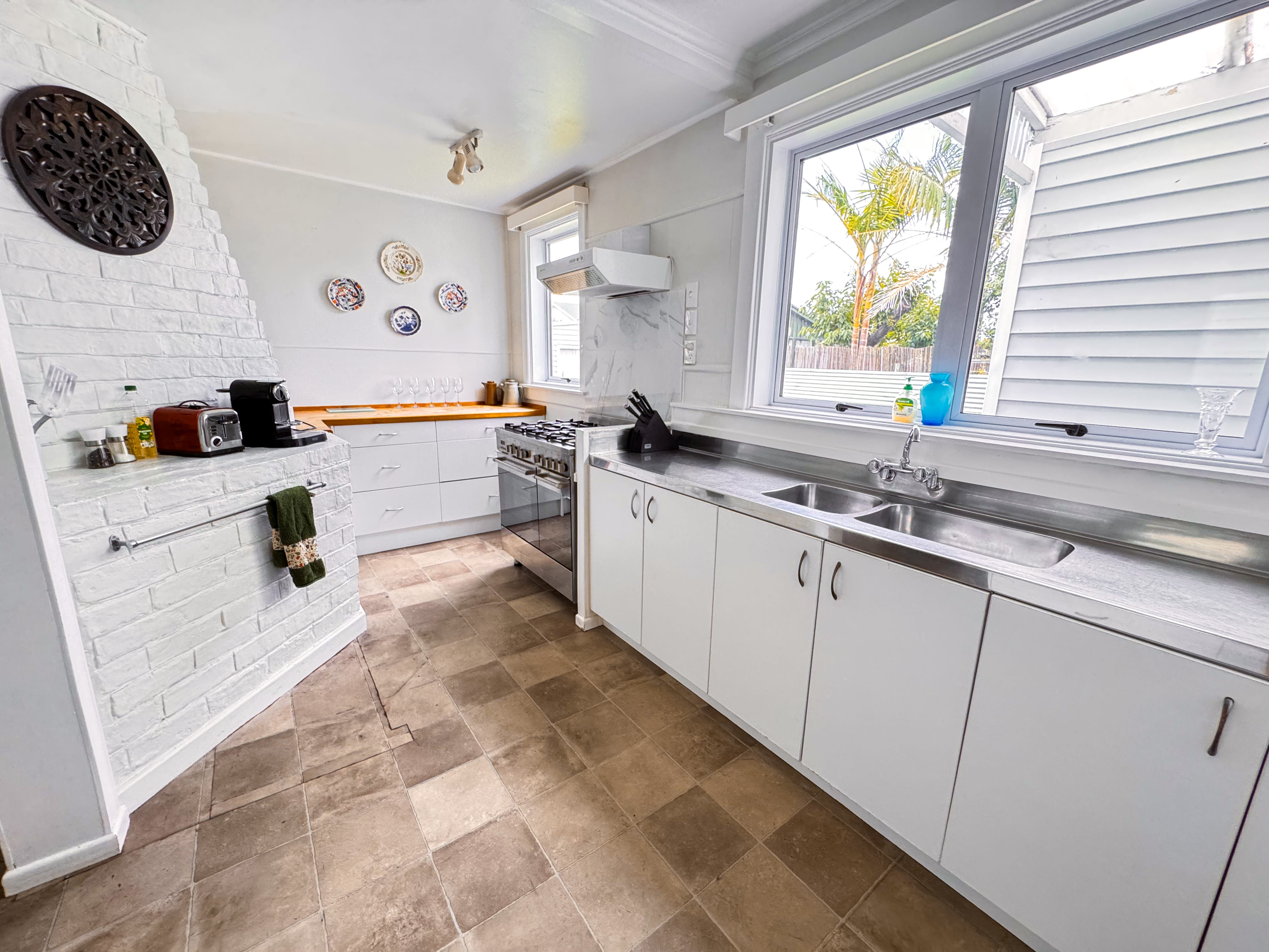 Kitchen area at our 3 bedroom holiday house in Gisborne. Operated by Accomnmodation in Gisborne