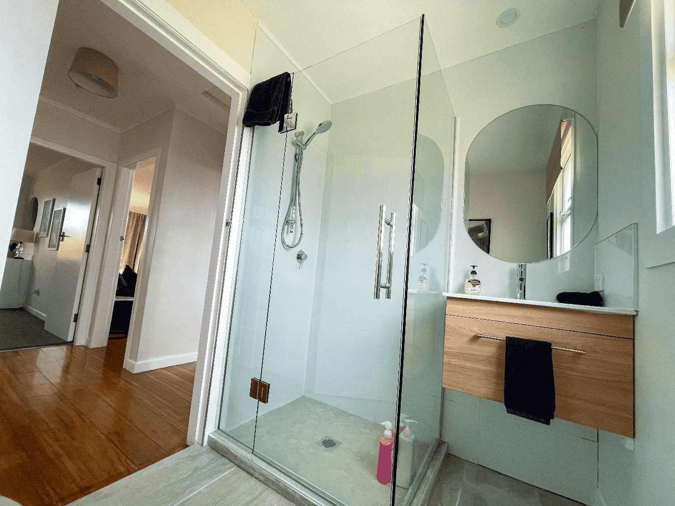 Shows updated bathroom at Unit 4, 325 Childers road at The Ascot Flat 4