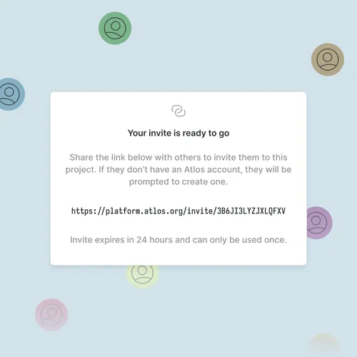 Image showing Atlos platform invitation UI