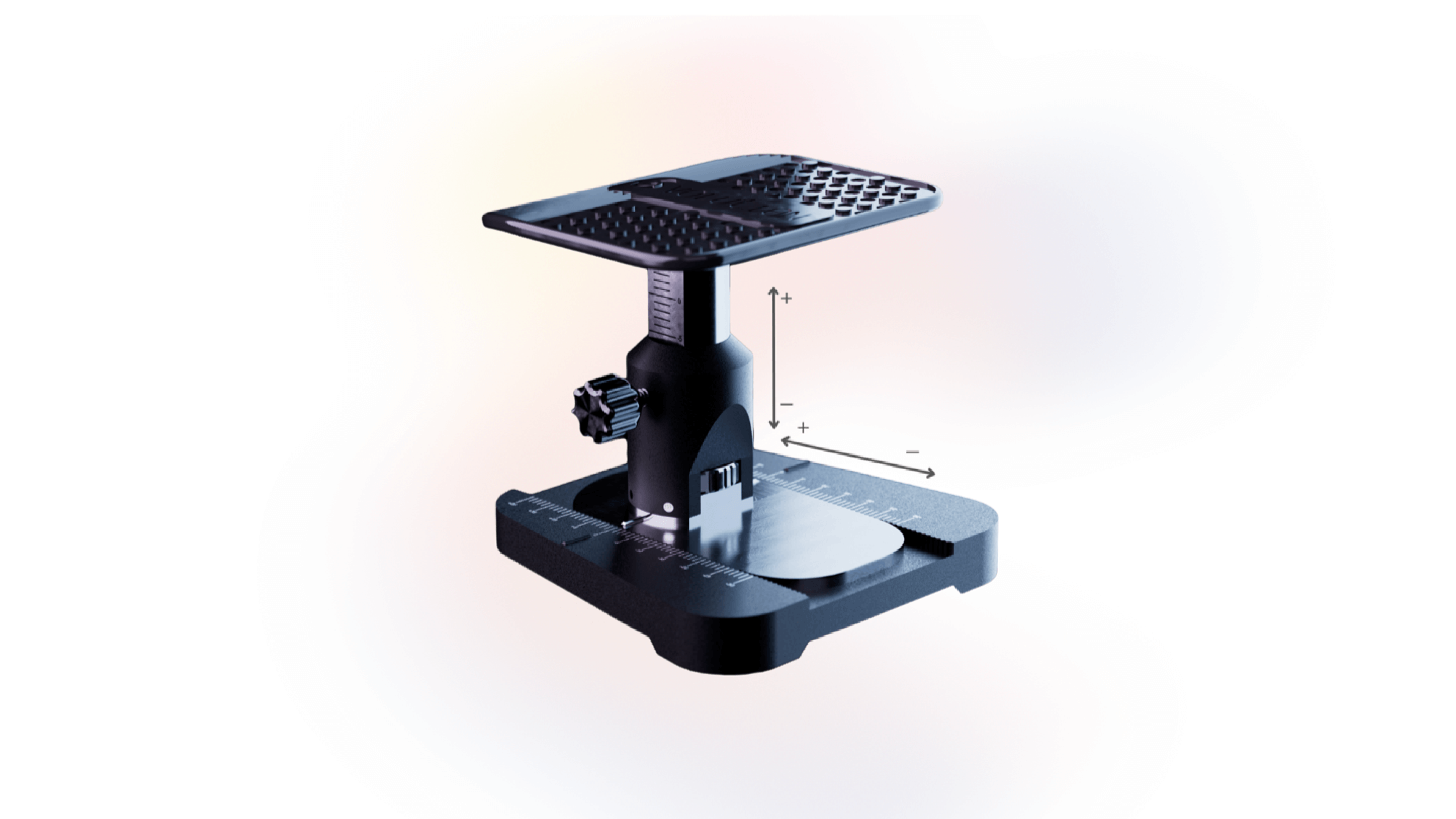 Four Degrees of Movement: The metal occlusal mounting table is compatible across all major brands of articulator. The advanced mounting adapter allows precise up, down, forward, and backward adjustments during articulation.