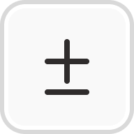 Icon featuring a plus sign above a horizontal line, symbolizing balance, adjustment, or margin of error.