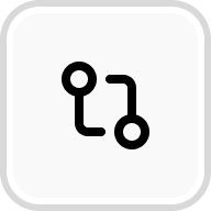 Icon depicting two circles connected by a line, symbolizing integration, connection, or data linkage.