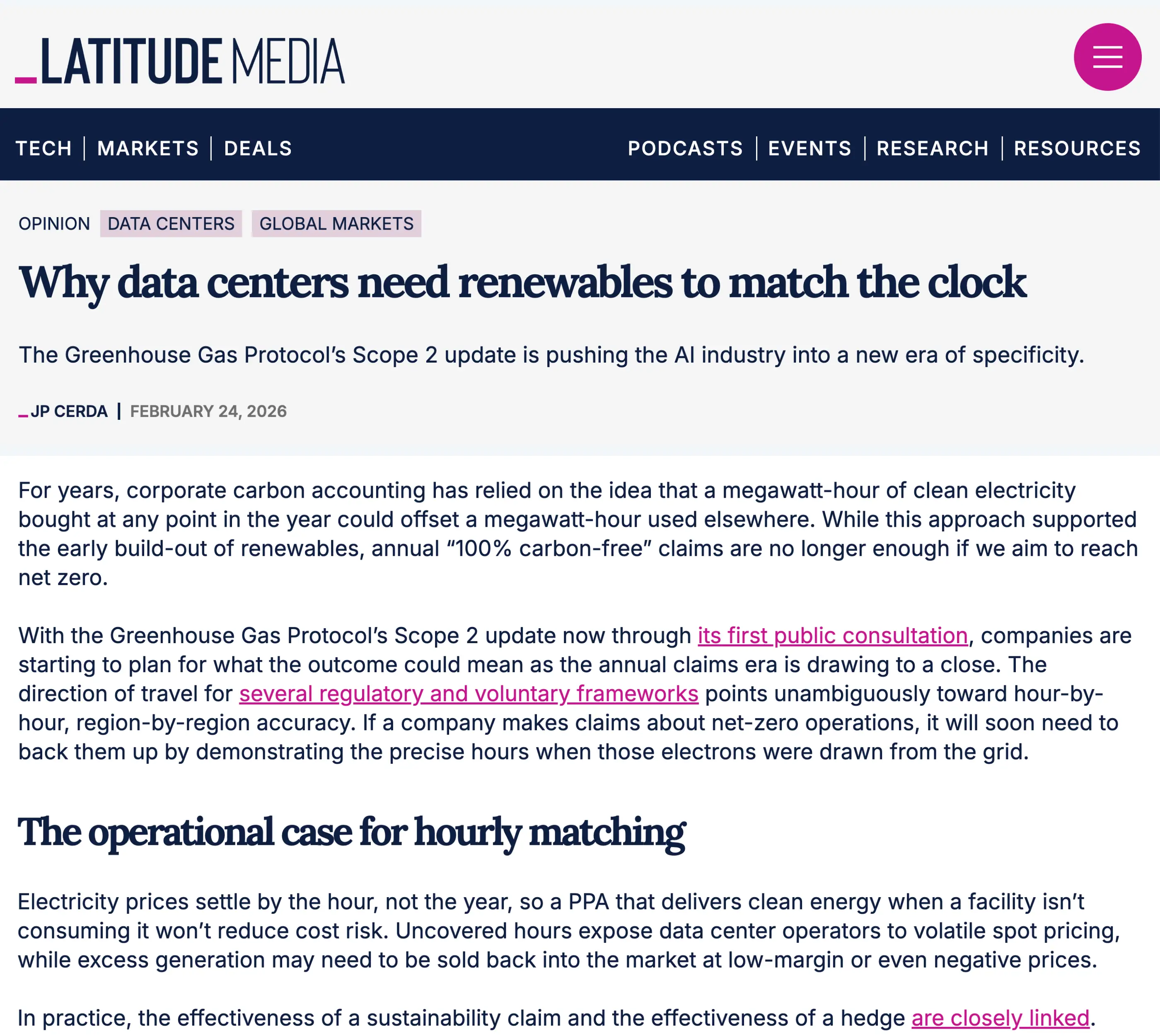 Renewable power for data centres article by JP Cerda CEO at Renewabl