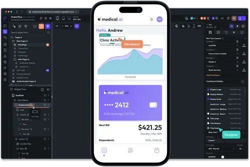 FlutterFlow interface preview
