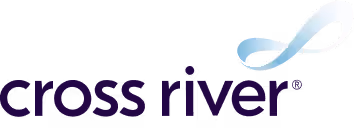 Cross River logo with stylized blue and gray wave graphic.
