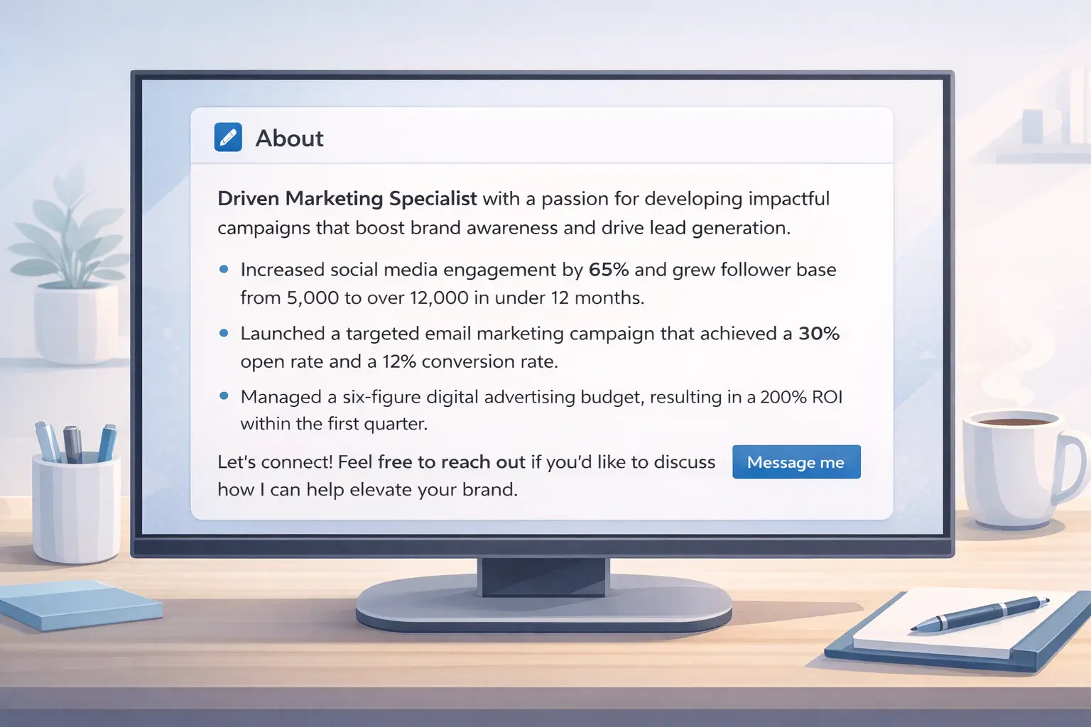 Example of a well-optimized LinkedIn About section