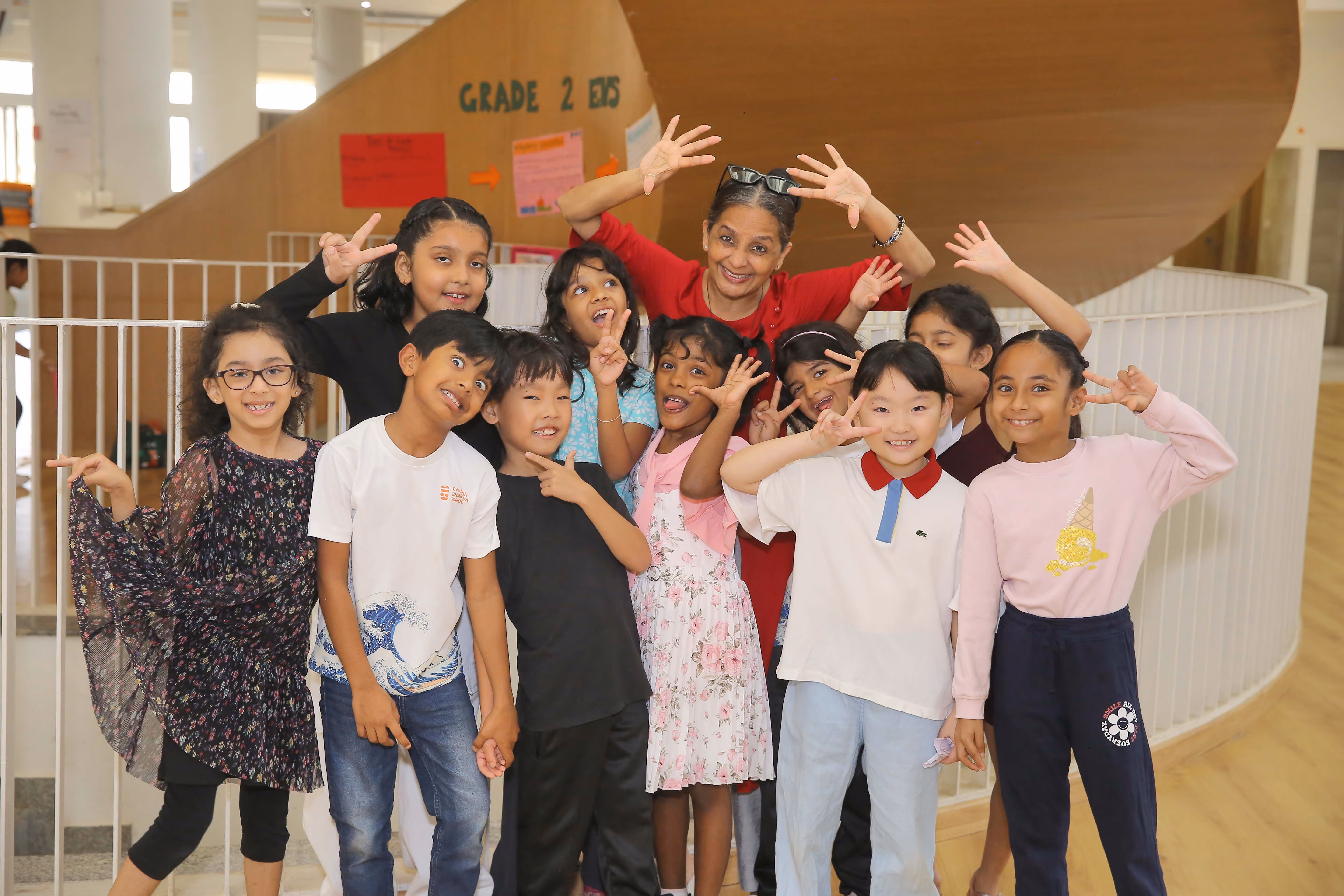 Students having fun with a teacher