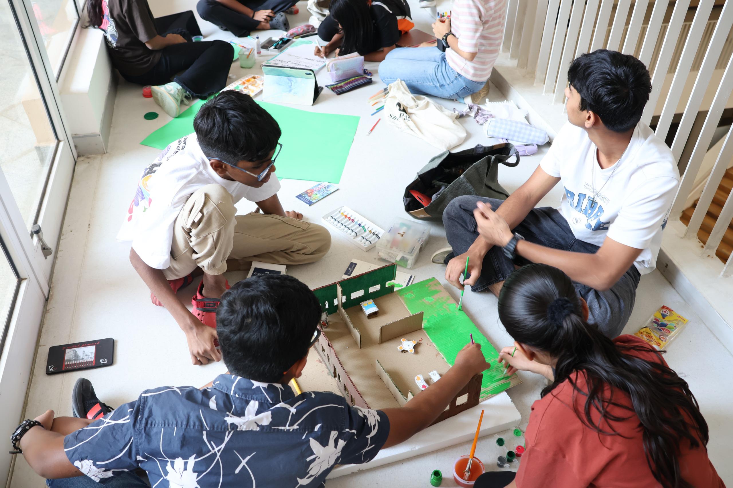 Students having fun with a teacher