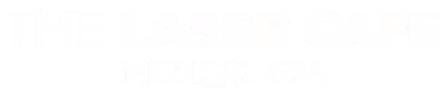 The Laser Cafe Medical Spa logo in white text on a transparent background.